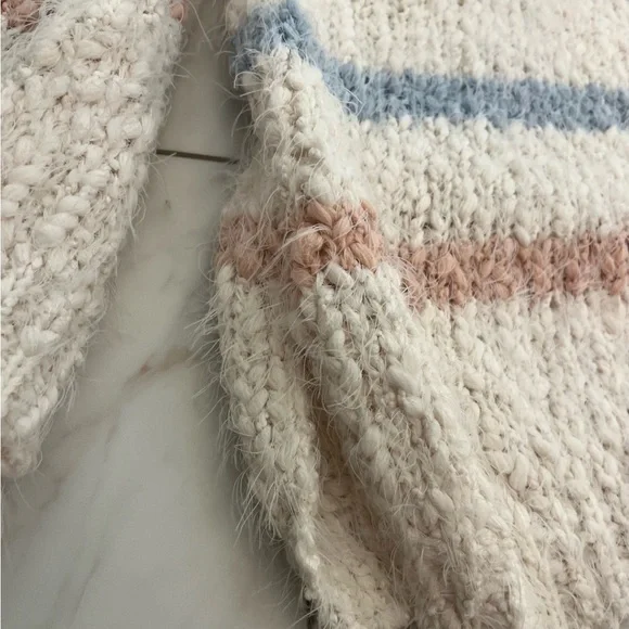 Adora popcorn fuzzy soft striped Multicolor Sweater, size S - Picture 8 of 10